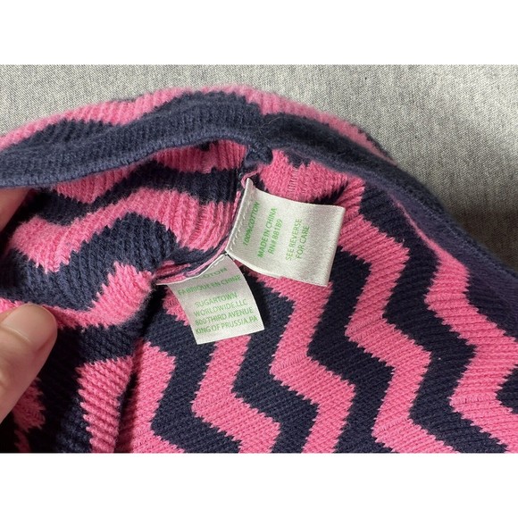 Lilly Pulitzer Little Santana Chevron Sweater Dress Pink & Navy Blue Large 8-10 - Picture 7 of 8